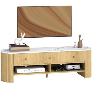 Mueble TV Madera ZMH 140cm Mármol Estrías Natural