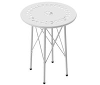 outsunny mesa de jardin redonda mesa de terraza exterior o40x50 cm con patas ajustables y estructura en forma de x mesa para exterior e interior blanco
