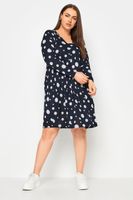 yours vestido corto azul de lunares blancos mujer curvy y tallas grandes yours