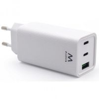 cargador ewent ew1323 usb-c 65w gan quick charge 30 blanco compacto