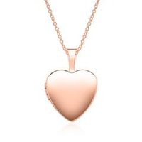 cadena en forma de corazon grabable en oro rosa de 14 quilates