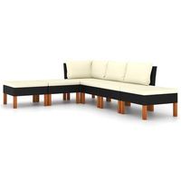 set de muebles de jardin 6 piezas  mobiliario de jardin y cojines ratan sintetico negro
