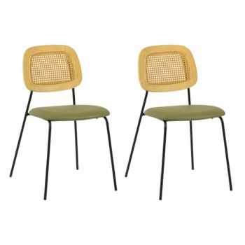 Lote de 2 sillas de comedor de polipiel verde
