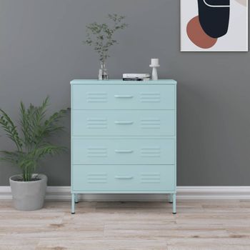 Armario De Almacenamiento | Armario De Cajones De Acero Verde Mint 80x35x101,5 Cm Cfw740215