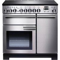 rangemaster professional deluxe 90 electric induction range cooker - stainless steel  chrome stainless steel