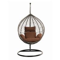 silla colgante de poliratan con armazon cielo - grismarron