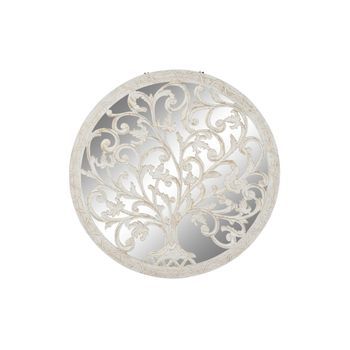 Decoracion Pared Mdf Espejo 90x2x90 Arbol Blanco