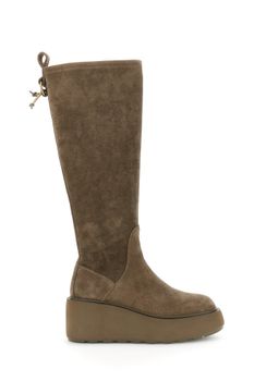botas de cuña elásticas efecto ante con charm taupe 39