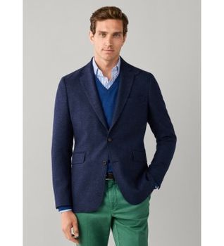 Hackett London para hombre. HM4400218 Americana Wool Hbone marino (44/32), Casual, Lana, Clásico
