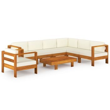 Conjunto De Jardín 8 Piezas Con Cojines 100x60 Cm Madera De Acacia Vidaxl