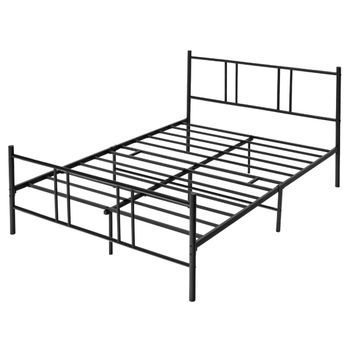 Costway Marco de Cama Doble de Metal Estructura de Cama de Plataforma con Cabecero y Estribo Listones de Acero para Colchón 160 x 200 cm Negro