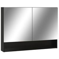 armario de bano con espejo negro 80x15x60 cm vidaxl