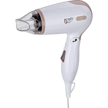 Secador de Pelo de Viaje Plegable Jata SC47B 1200W 2 Temperaturas 2 Velocidades con Accesorios Marrón Blanco