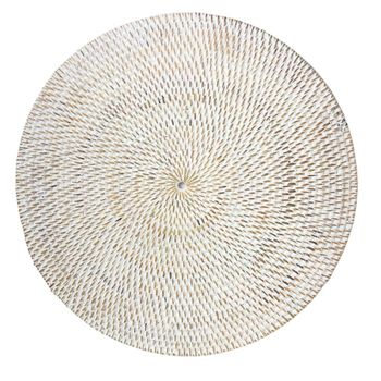 Pack de 6 bajoplatos redondos de ratán en tono blanco d.35cm