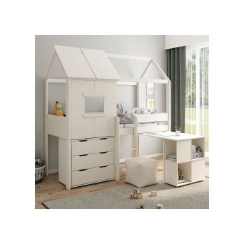 Kids Avenue Ordi Midi Playhouse Bed with Desk & Drawers