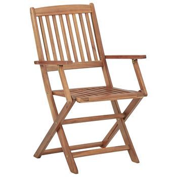 Pack 2 Uds Sillas Plegables De Jardín | Silla De Exterior | Sillón Madera Maciza De Acacia