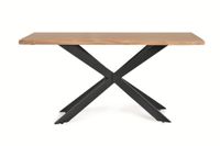mesa de comedor en madera acacia natural y patas de metal negro