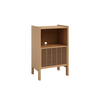 Aparador para vinilos de pino barnizado color roble 59 cm