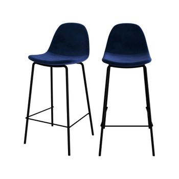Set de 2 sillas para isla de cocina en terciopelo azul oscuro 65 cm