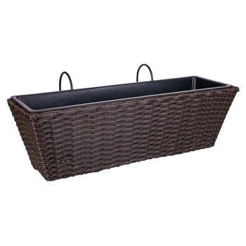 Macetero de colgar de poliratán marrón 61x20/29x19/23h cm