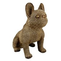 casablanca by gilde figura decorativa pug en ratan h 33 cm