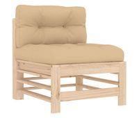 vidaxl sofa central con cojines madera maciza de pino