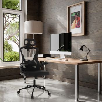 Silla de oficina profesional tela / tejido de malla negro