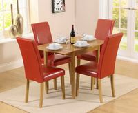 oxford 70cm solid oak extending dining table with albany red chairs - red 2 chairs