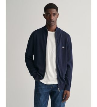 Gant para hombre. 8030164 Cárdigan con cremallera Casual Cotton marino (S), Algodón, Manga larga