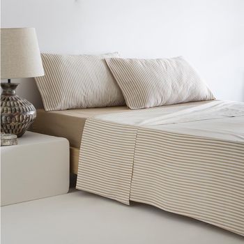 Juego De Sabanas Altube Mostaza Algodón 180 Hilos Cama De 180