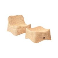 sillon de jardin de ratan con reposapies sillon bajo conjunto apilable natural aigani