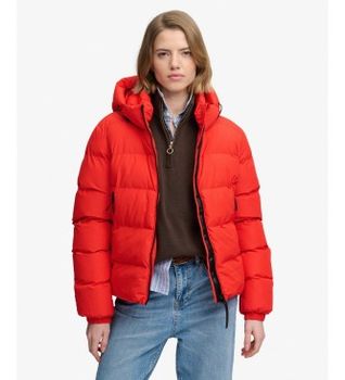 Superdry para mujer. W5011996A Chaqueta acolchada Hooded Sports rojo (M), Casual, Poliéster