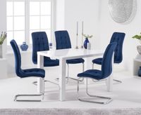 atlanta 120cm white high gloss dining table with lorin velvet chairs - white 4 chairs