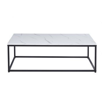 Mesa De Centro Ewing Efecto Mármol Blanco, Ideal Para Un Salón Único.