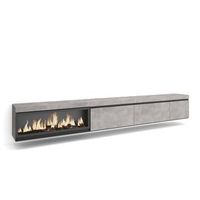 mueble tv television muebles de salon almacenaje 317x45x35 cm chimenea electrica xxl colgado suspendido estilo moderno cemento