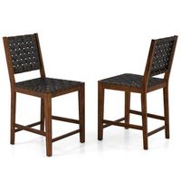 juego de 2 sillas de comedor con respaldo tejido silla de madera capacidad de carga hasta 150 kg negro