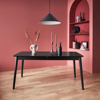 Mesa de comedor rectangular extensible de 6-8 plazas, negro
