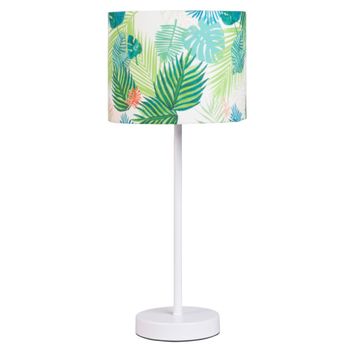 Lámpara blanca con pantalla de estampado de follaje