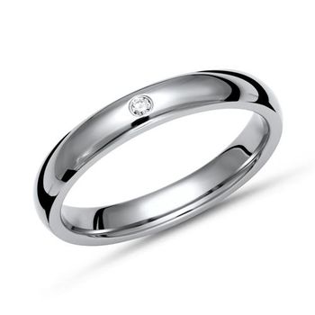 Anillo brillante de titanio de 3 mm de ancho con diamante