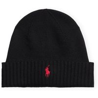 polo ralph lauren gorro signature pony wool beanie - black para hombre