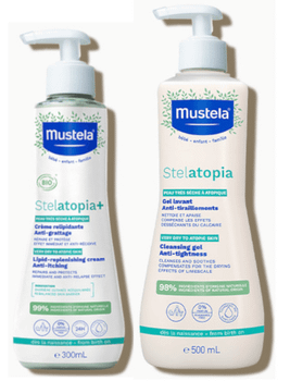 Mustela Stelatopia Crema Relipidizante Antipicor BIO 300 ml + Stelatopia Gel de Baño 500 ml