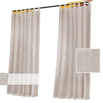 Juego De 2 Cortinas De Exterior Con Aspecto De Lino Y Trabillas - Filtrado De Luz Y Protección De La Privacidad  L