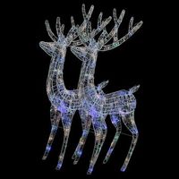 renos de navidad acrilico 250 led 2 uds multicolor 180 cm vidaxl