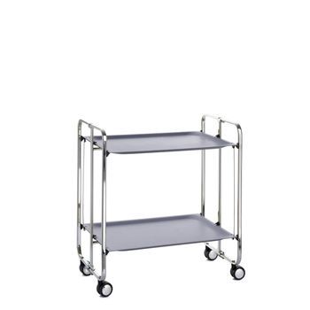 Carrito Auxiliar Plegable Bauhaus Cromado Con Ruedas – 2 Niveles Y 4 Posiciones,,gris