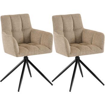 Juego De 2 Sillas De Comedor Jonah Tela Marrón Claro 59x59x87 Cm Clp