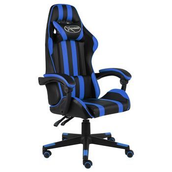 Silla Gaming De Cuero Sintético Negro Y Azul Vidaxl