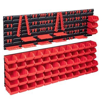 Kit De Cajas De Almacenaje 141 Pzas Paneles De Pared Rojo/negro Vidaxl