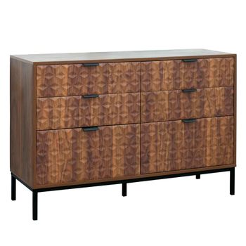 Cómoda de 6 cajones en mdf con decoración de melamina de madera oscura