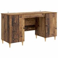 escritorio con estante madera envejecida 1425 x 50 x 75 cm vidaxl