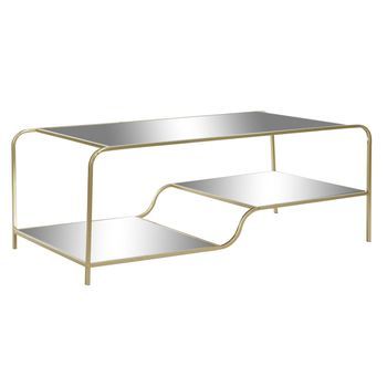 Mesa Centro Metal Espejo 120x60x45 Mate Dorado